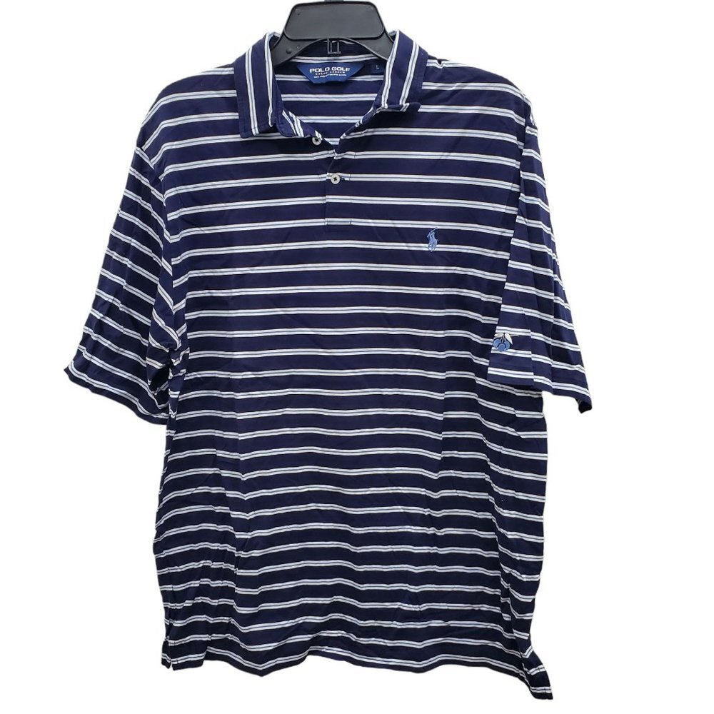 Polo Golf by Ralph Lauren performance Navy & White Striped Polo Shirt